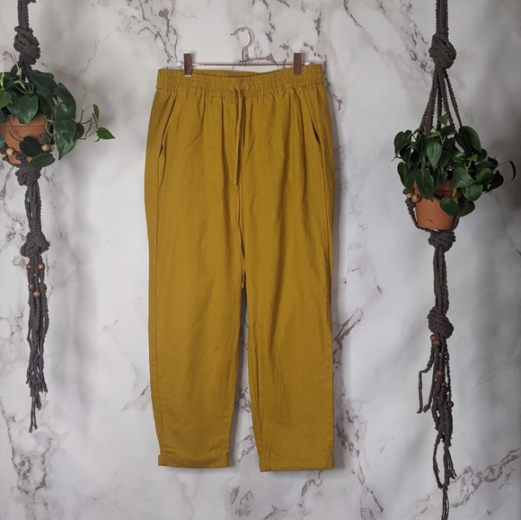 J. Crew Pants - J. Crew mustard yellow linen blend pull on pants